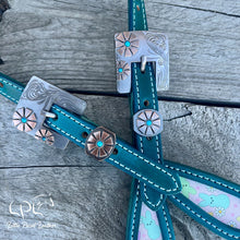 Load image into Gallery viewer, Teal Easter Flowers One Ear Headstall
