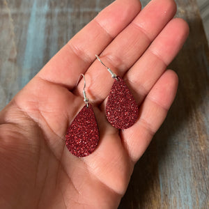 Glitter Leather Earrings (Multiple Colors)