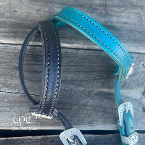Black & Teal Glitter Double Ear Headstall