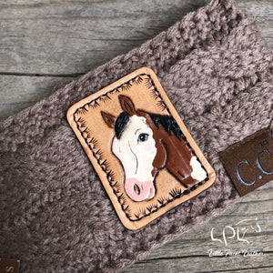 Adult Sized Knitted Head Wrap/Ear Warmer- Bald Faced Horse