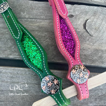 Load image into Gallery viewer, Pink &amp; Green Glitter Double Ear Headstall
