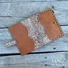 Load image into Gallery viewer, AUCTION Cream/Brown Embossed Leather Journal Cover
