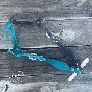 Black & Teal Glitter Double Ear Headstall