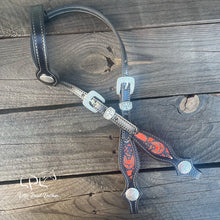 Load image into Gallery viewer, Black Red Bat One Ear Headstall

