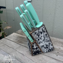 Load image into Gallery viewer, Cowhide Mint Knife Block Set
