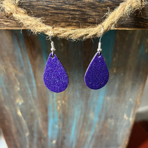 Glitter Leather Earrings (Multiple Colors)