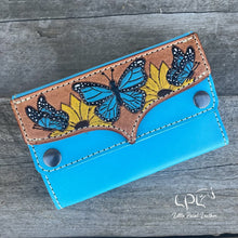 Load image into Gallery viewer, Blue Butterfly Trifold Wallet
