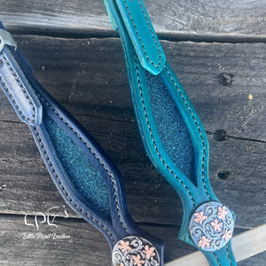 Navy & Teal Glitter Double Ear Headstall