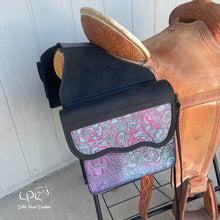 Load image into Gallery viewer, Distressed Black and Rio Hide Saddle Bags
