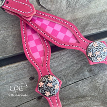 Load image into Gallery viewer, Pink Checkered One Ear Headstall
