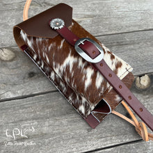 Load image into Gallery viewer, Brown/White Cowhide Bottle Holder
