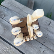 Load image into Gallery viewer, Sunflower Tooled and Cowhide Linen White Knife Block Set
