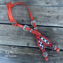 Load image into Gallery viewer, Orange Checkered One Ear Headstall
