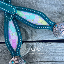 Load image into Gallery viewer, Teal Easter Flowers One Ear Headstall
