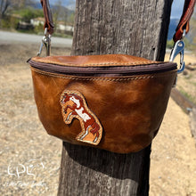 Load image into Gallery viewer, Distressed Leather Fanny Pack- Rearing Paint Horse
