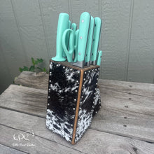 Load image into Gallery viewer, Cowhide Mint Knife Block Set
