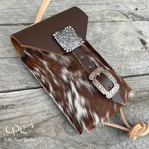 Cowhide Saddle Pouch- Square Concho