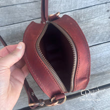 Load image into Gallery viewer, Brown Sunflower &amp; Cowhide Mini Round Bag
