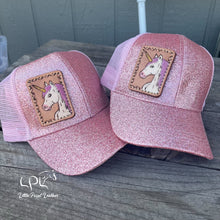 Load image into Gallery viewer, Pink Glitter Unicorn Ponytail Hat
