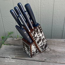 Load image into Gallery viewer, Cowhide Navy Blue Knife Block Set
