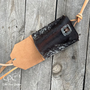 Cowhide Saddle Pouch- Floral Concho