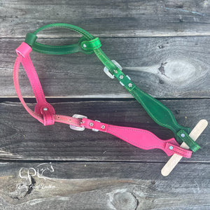 Green & Pink Glitter Double Ear Headstall