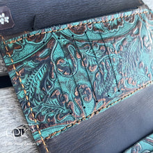 Load image into Gallery viewer, AUCTION Teal Floral Trifold Wallet &amp; Wristlet
