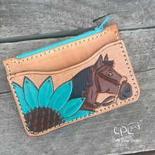 Load image into Gallery viewer, Flower Horse Tooled Coin Pouch Wallet

