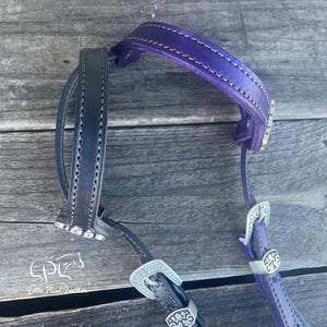 Black & Purple Glitter Double Ear Headstall