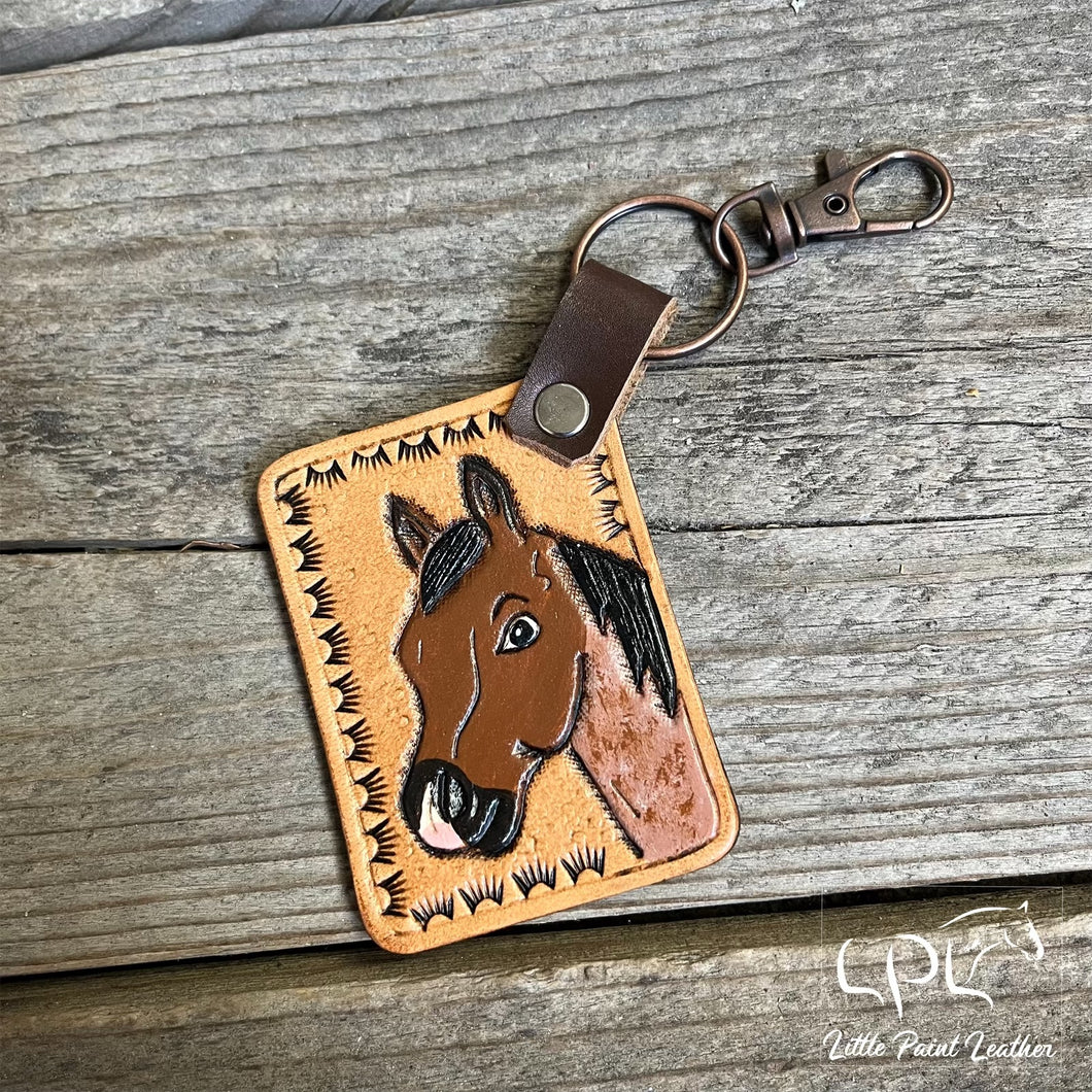 Bay Roan Horse Keychain