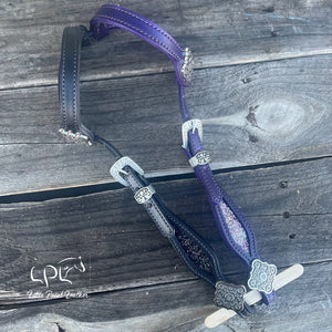 Black & Purple Glitter Double Ear Headstall
