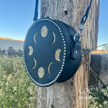 Load image into Gallery viewer, Gold Moon Phase Round Bag **Slight Blemish**
