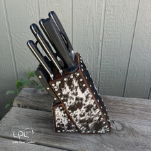 Load image into Gallery viewer, Cowhide Black Knife Block Set
