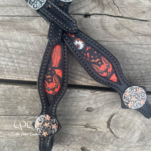 Load image into Gallery viewer, Black Red Bat One Ear Headstall
