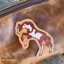 Load image into Gallery viewer, Distressed Leather Fanny Pack- Rearing Paint Horse
