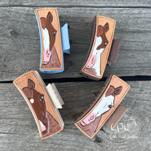 Load image into Gallery viewer, Red/Strawberry Roan Horse Tooled Leather Hair Clip
