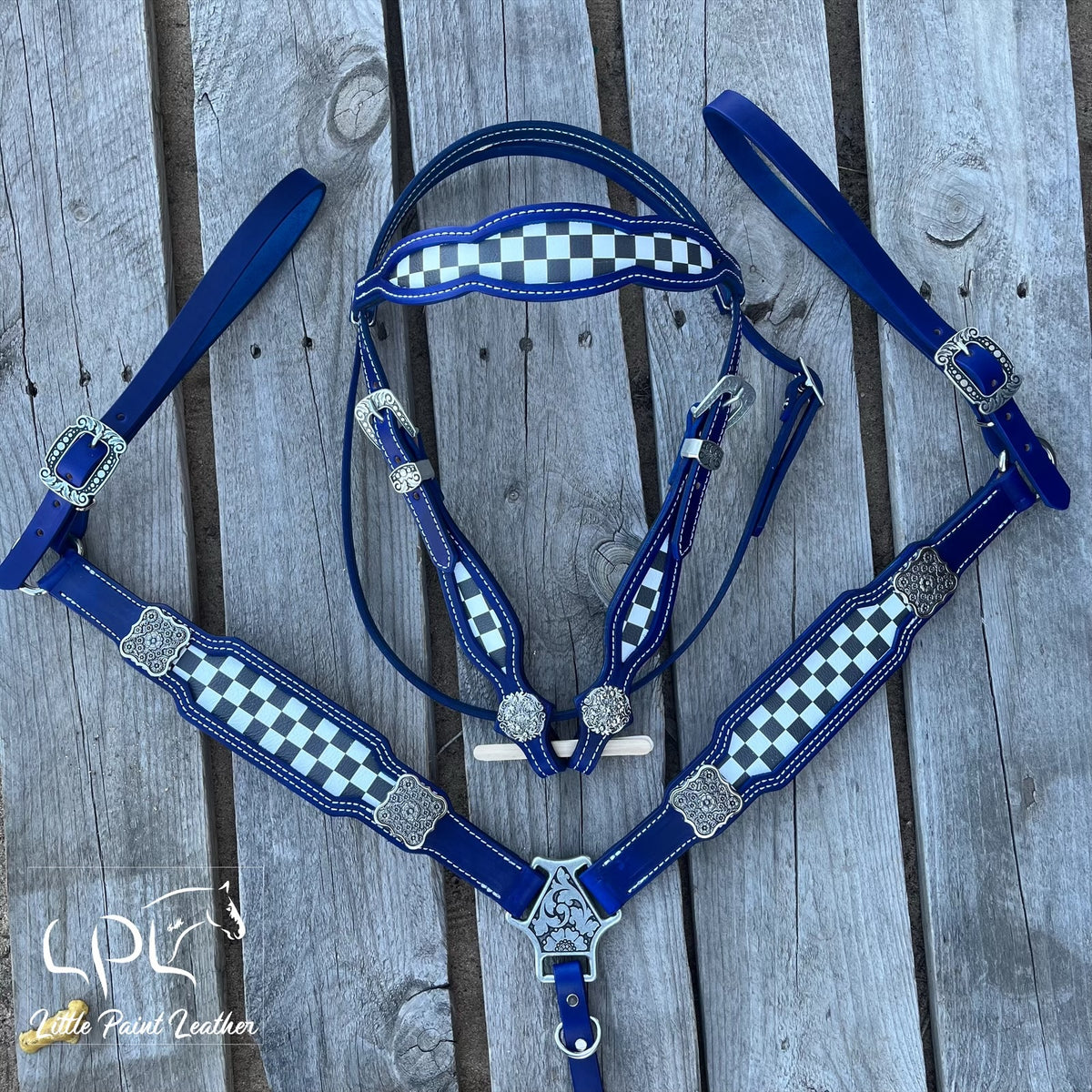 CHANCE TO WIN Blue Checkered Tack Set – Little Paint Leather