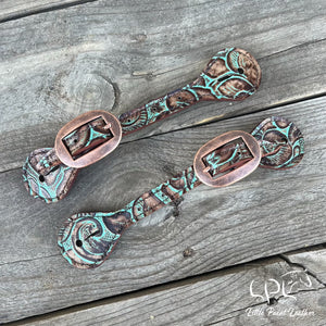 Teal Floral Spur Straps