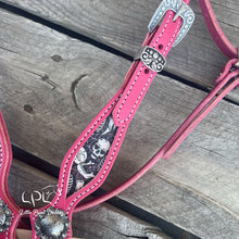 Load image into Gallery viewer, Pink Skeleton Browband Headstall
