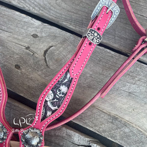 Pink Skeleton Browband Headstall