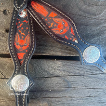 Load image into Gallery viewer, Black Red Bat One Ear Headstall
