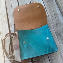 Load image into Gallery viewer, Distressed Turquoise and Sunflower Saddle Bags
