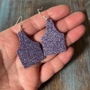 Glitter Leather Earrings (Multiple Colors)