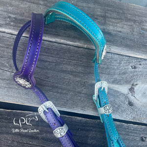 Purple & Teal Glitter Double Ear Headstall