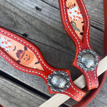 Load image into Gallery viewer, Orange Western Halloween Browband Headstall
