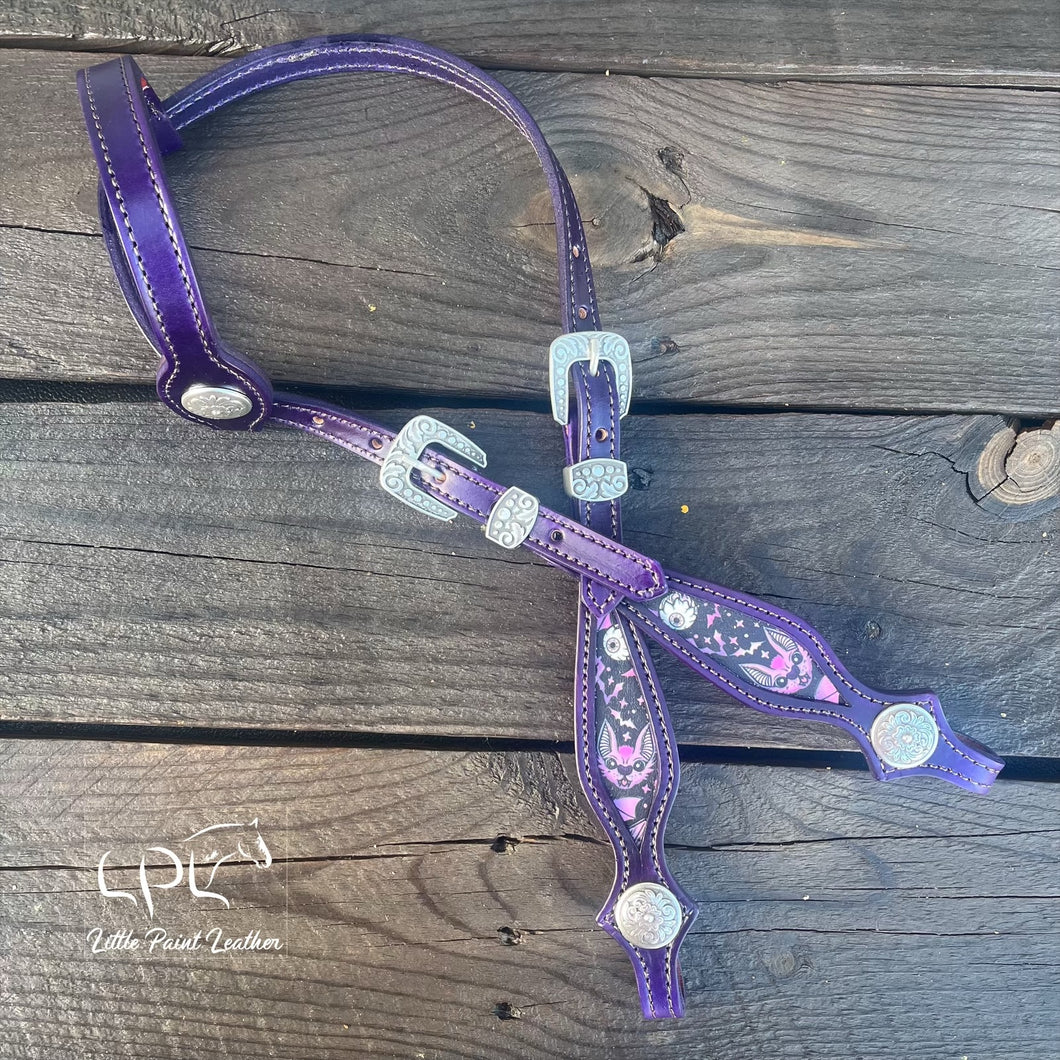 Dark Purple Bat One Ear Headstall