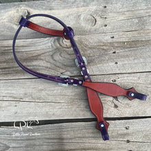 Load image into Gallery viewer, Dark Purple Bat One Ear Headstall
