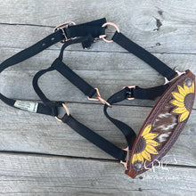 Load image into Gallery viewer, Sunflower and Cowhide Halter
