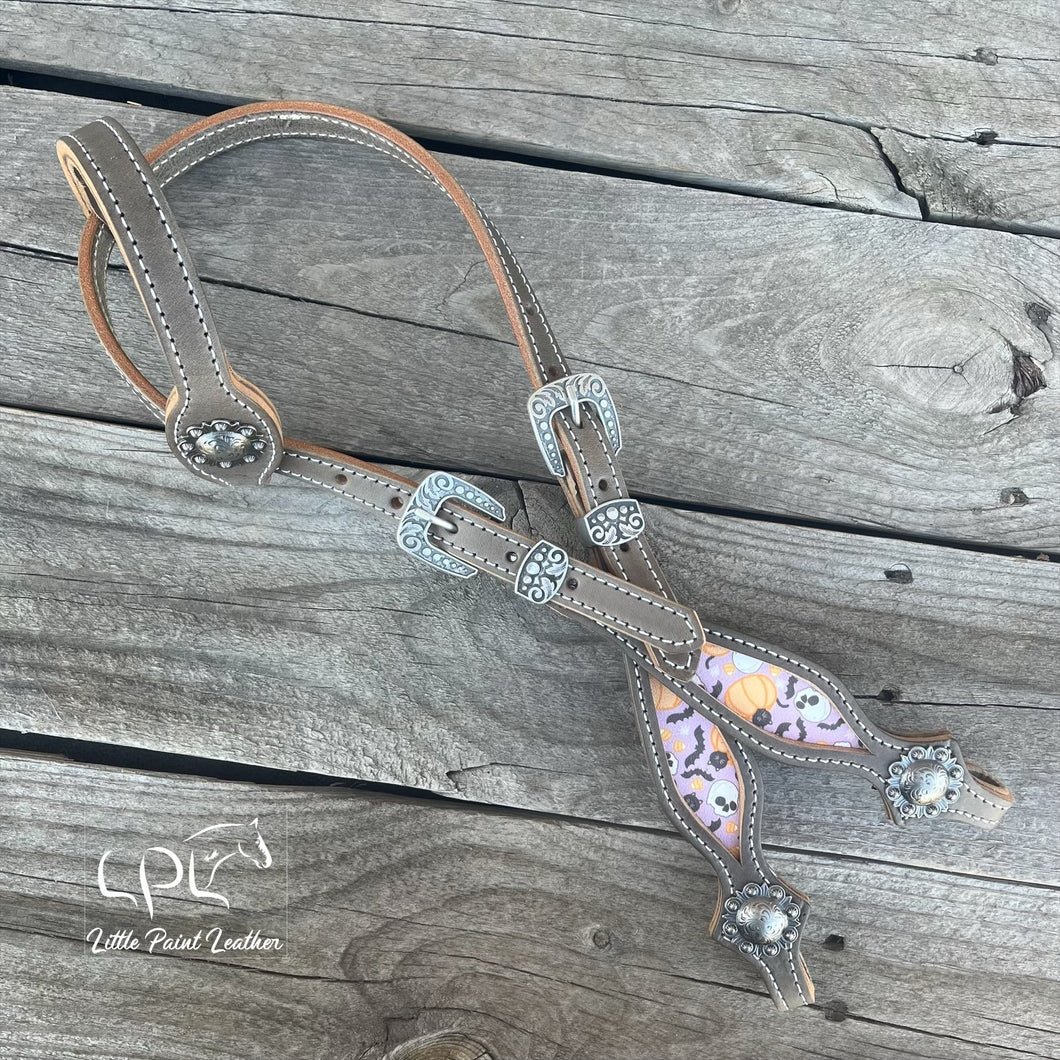 Grey Purple Halloween One Ear Headstall