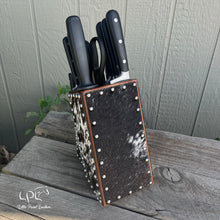 Load image into Gallery viewer, Cowhide Black Knife Block Set
